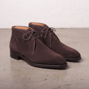 Men's Dark Brown Suede Plain-Toe Chukka Boots — Kirton