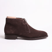 Men's Dark Brown Suede Plain-Toe Chukka Boots — Kirton