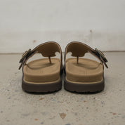 Men's Dark Brown Suede T-Strap Sandals — Eastmere