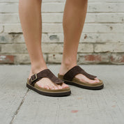 Men's Dark Brown Suede T-Strap Sandals — Eastmere