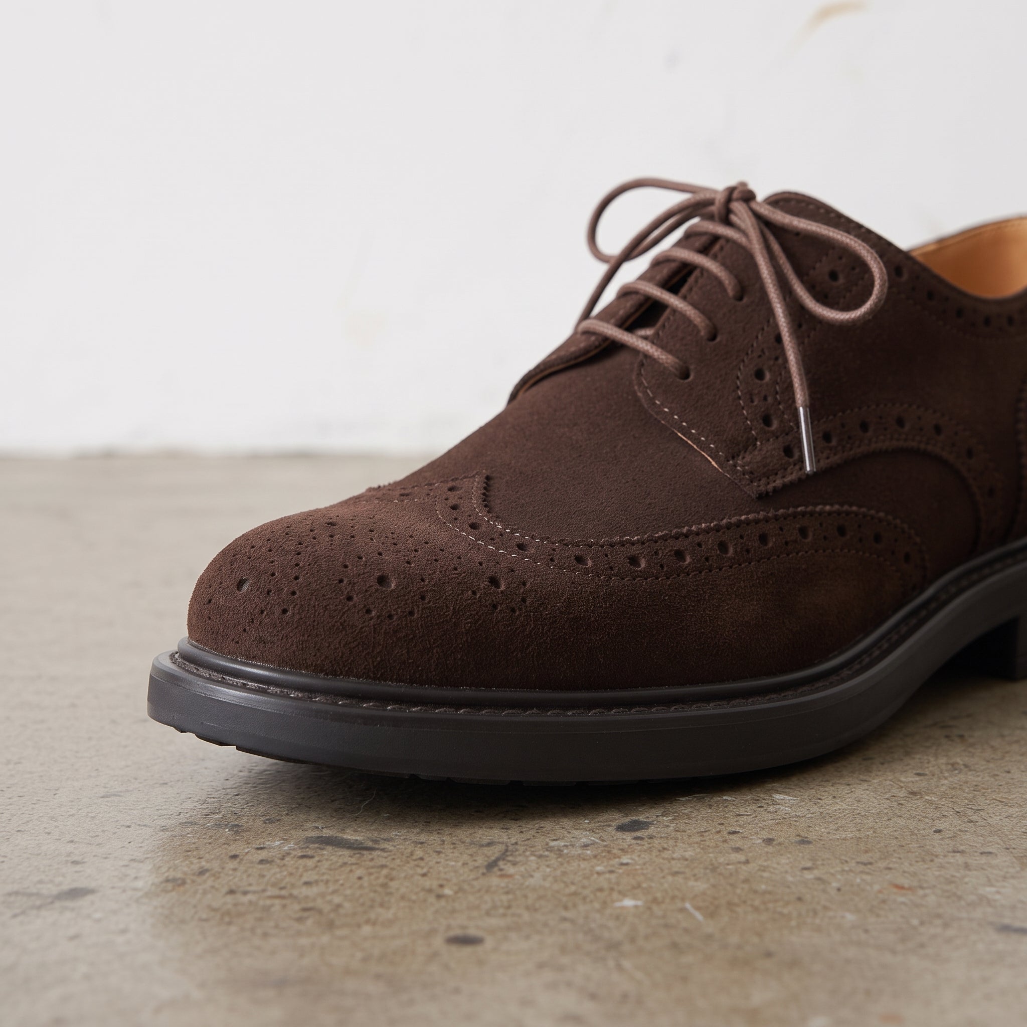 Men's Dark Brown Wingtip Suede Derby Brogues — Batley