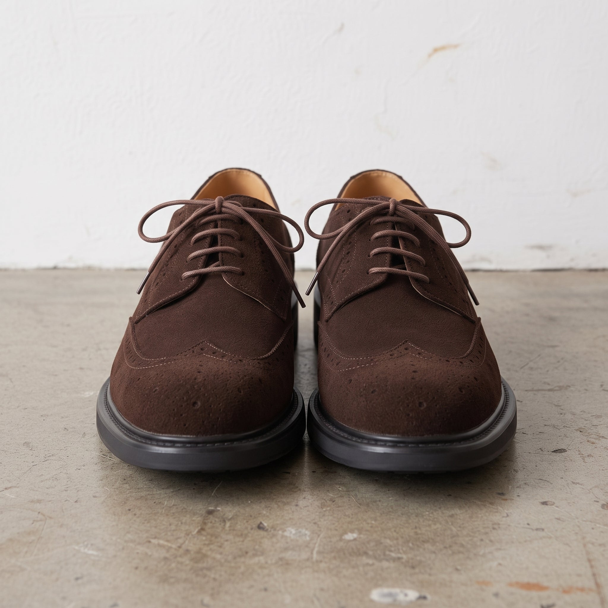 Men's Dark Brown Wingtip Suede Derby Brogues — Batley
