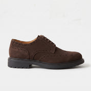 Men's Dark Brown Wingtip Suede Derby Brogues — Batley