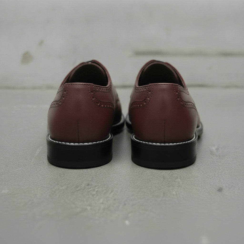 Men's Burgundy Apron-Toe Leather Derby Shoes — Falkirk — Falkirk