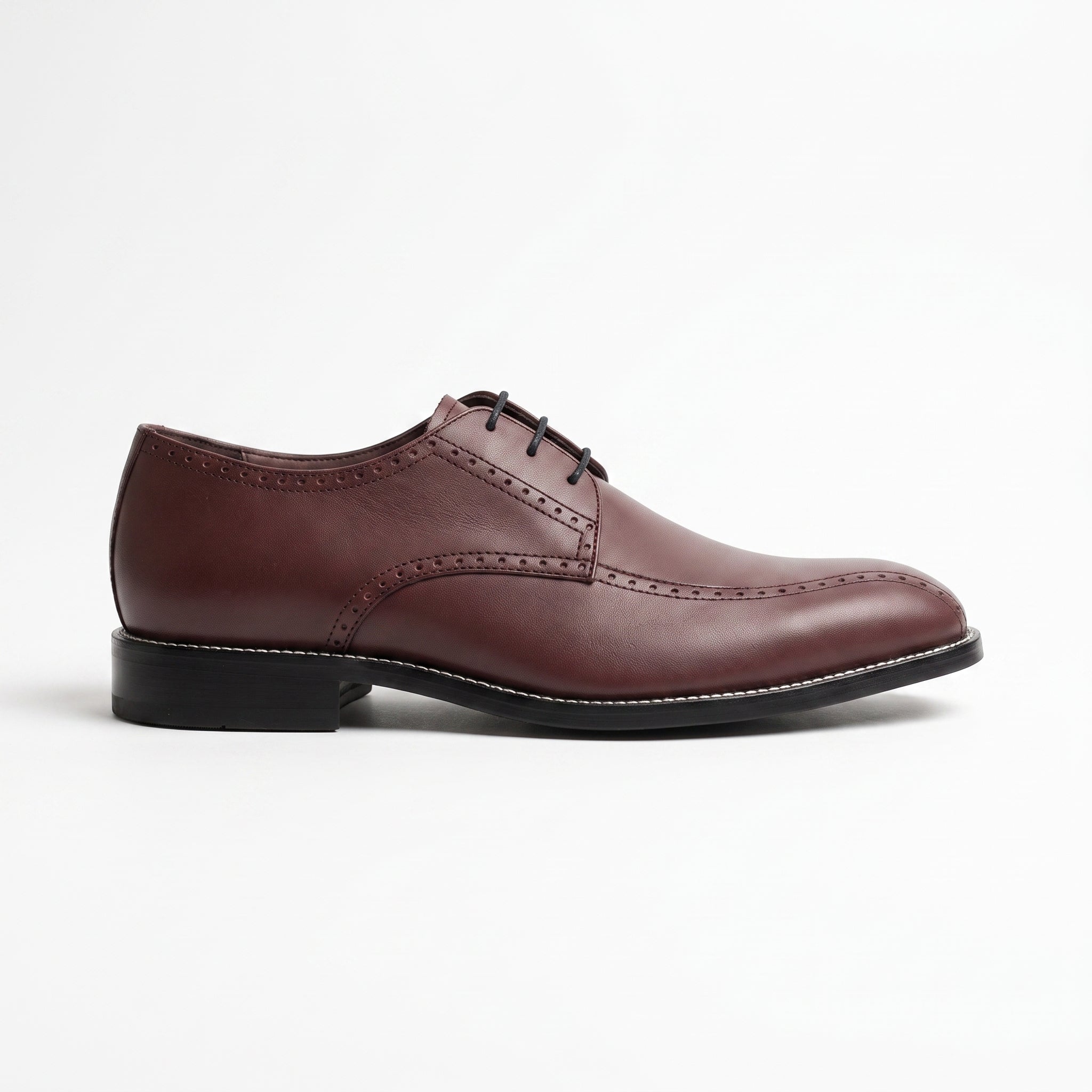 Men's Burgundy Apron-Toe Leather Derby Shoes — Falkirk — Falkirk