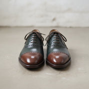 Men's Dark Green and Brown Cap-Toe Leather Oxfords — Bunting — Bunting