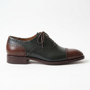 Men's Dark Green and Brown Cap-Toe Leather Oxfords — Bunting — Bunting