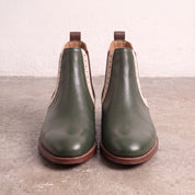 Men's Dark Green and Cream Two-Tone Leather Chelsea Boots — Balby