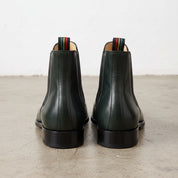 Men's Dark Green Plain-Toe Leather Chelsea Boots — Crowell