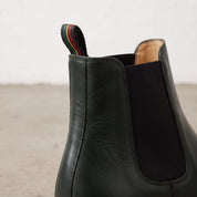 Men's Dark Green Plain-Toe Leather Chelsea Boots — Crowell