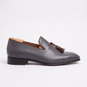 Men's Dark Grey and Brown Brogue Leather Tassel Loafers — Faraday