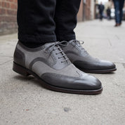 Men's Dark Grey and Grey Wingtip Leather Oxfords — Albourne