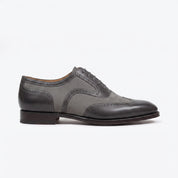 Men's Dark Grey and Grey Wingtip Leather Oxfords — Albourne