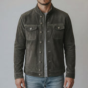 Men's Dark Grey-Green Suede Jacket — Eastbourne
