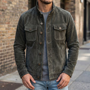 Men's Dark Grey-Green Suede Jacket — Eastbourne