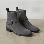Men's Dark Grey Suede Biker Boots — Colville