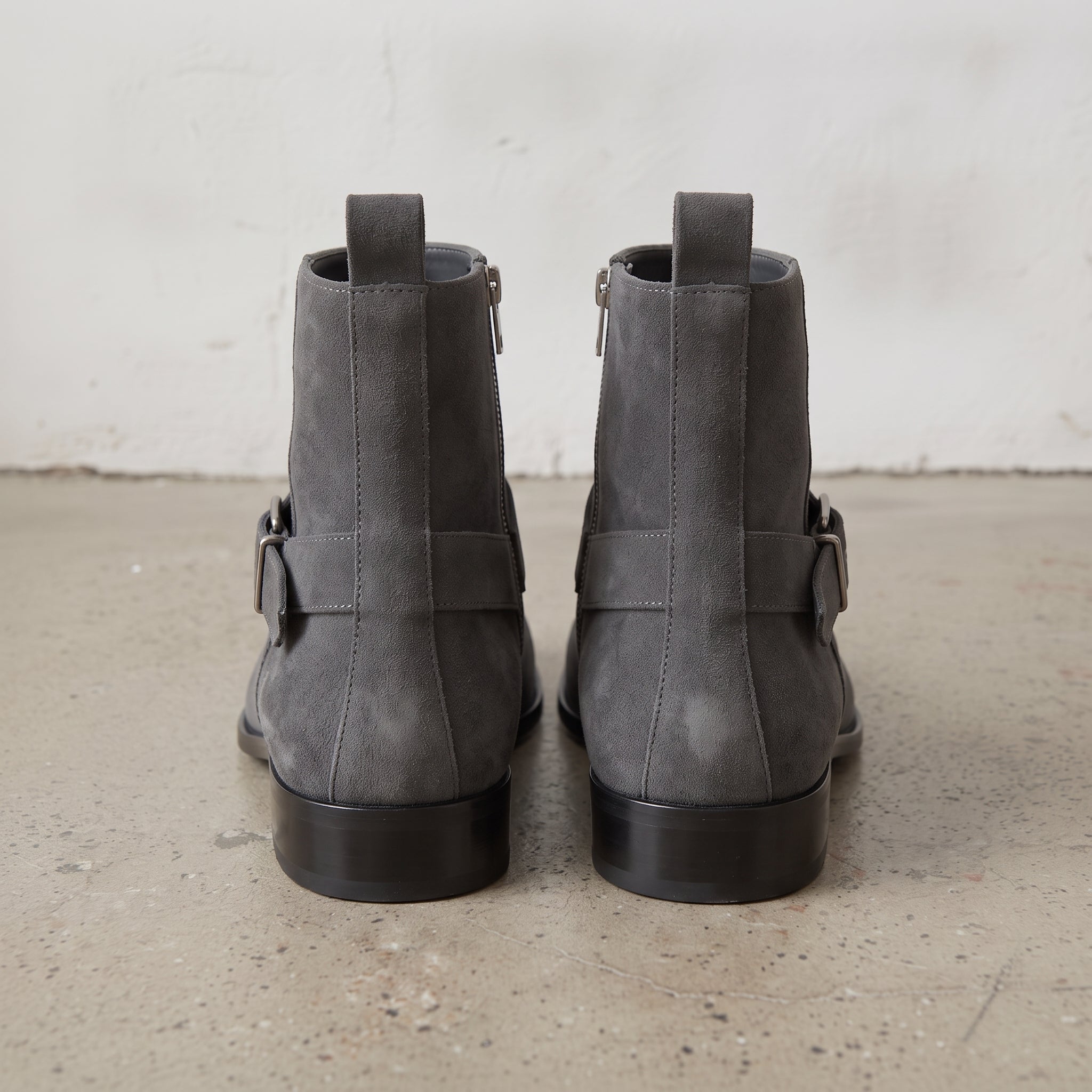 Men's Dark Grey Suede Biker Boots — Colville — Colville
