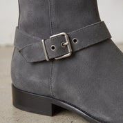 Men's Dark Grey Suede Biker Boots — Colville