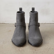 Men's Dark Grey Suede Biker Boots — Colville