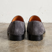 Men's Dark Grey Suede Penny Loafers — Hepworth