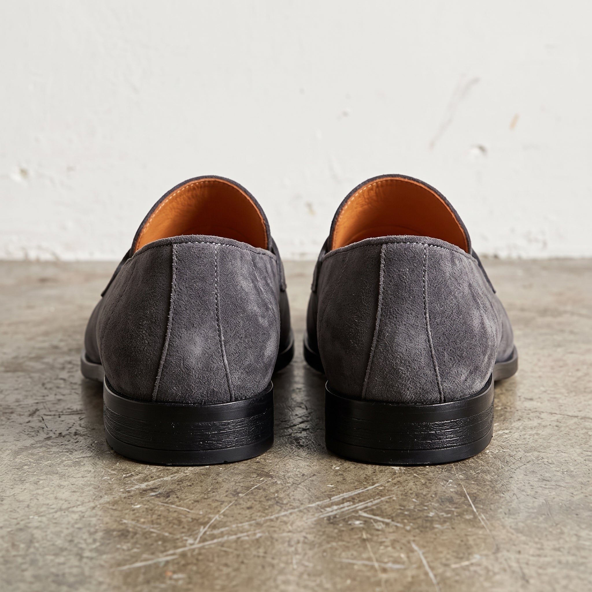 Men's Dark Grey Suede Penny Loafers — Hepworth