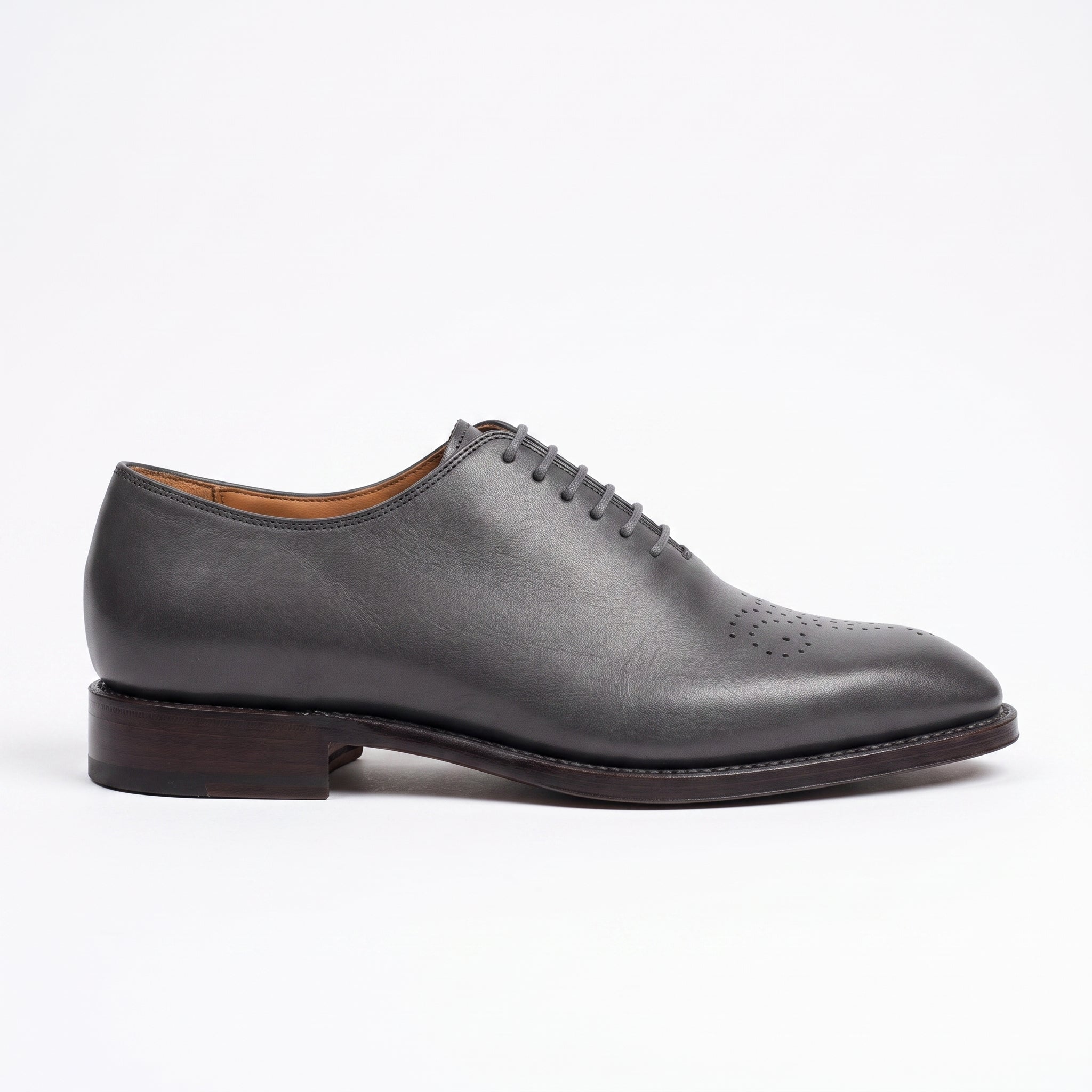 Men's Dark Grey Brogue Leather Oxfords — Chadburn