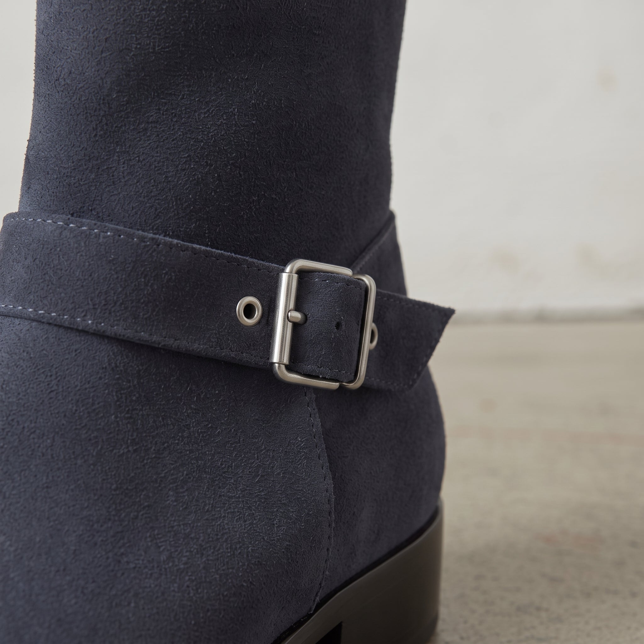 Men's Dark Navy Blue Plain-Toe Suede Jodhpur Boots — Colville