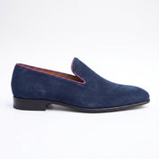 Men's Dark Navy Blue Suede Belgian Loafers — Gosnell