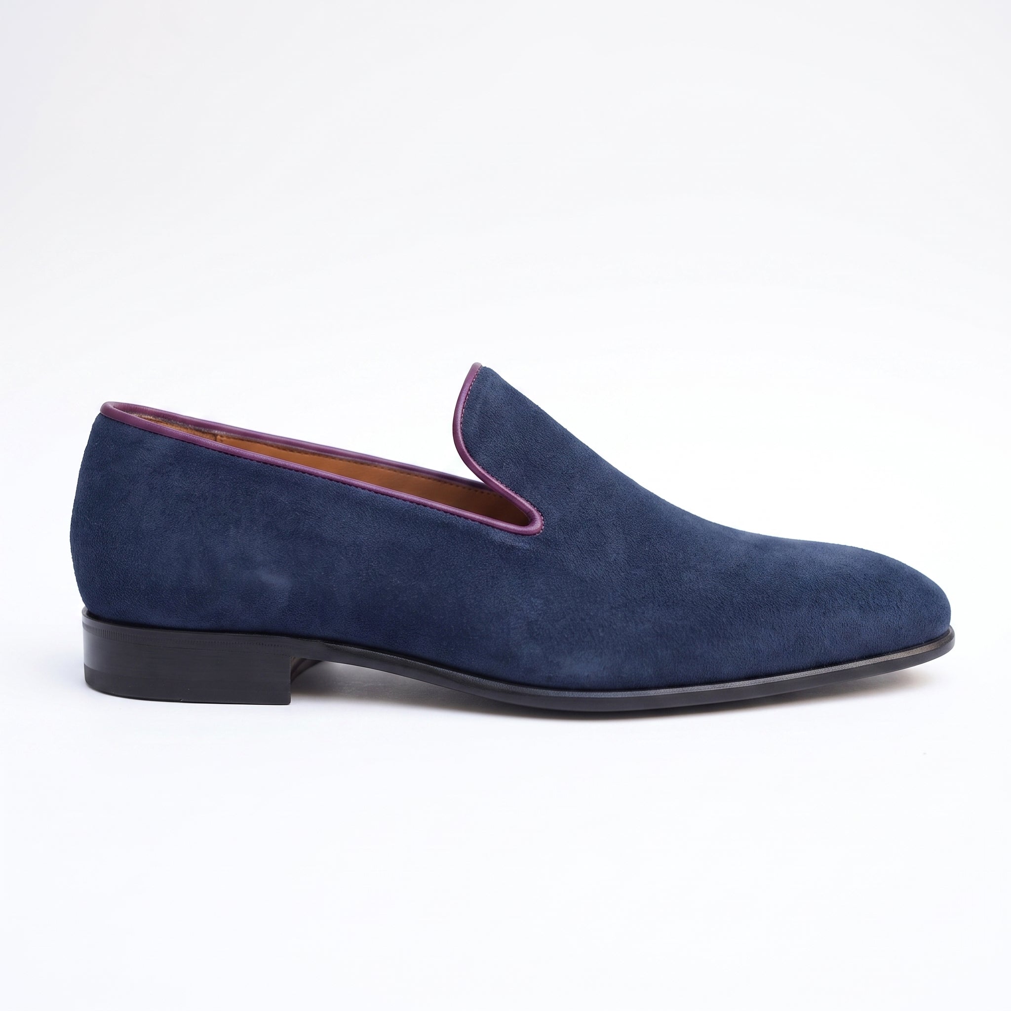 Men's Dark Navy Blue Suede Belgian Loafers — Gosnell
