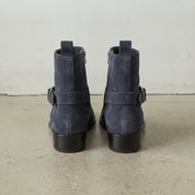 Men's Dark Navy Blue Plain-Toe Suede Jodhpur Boots — Colville