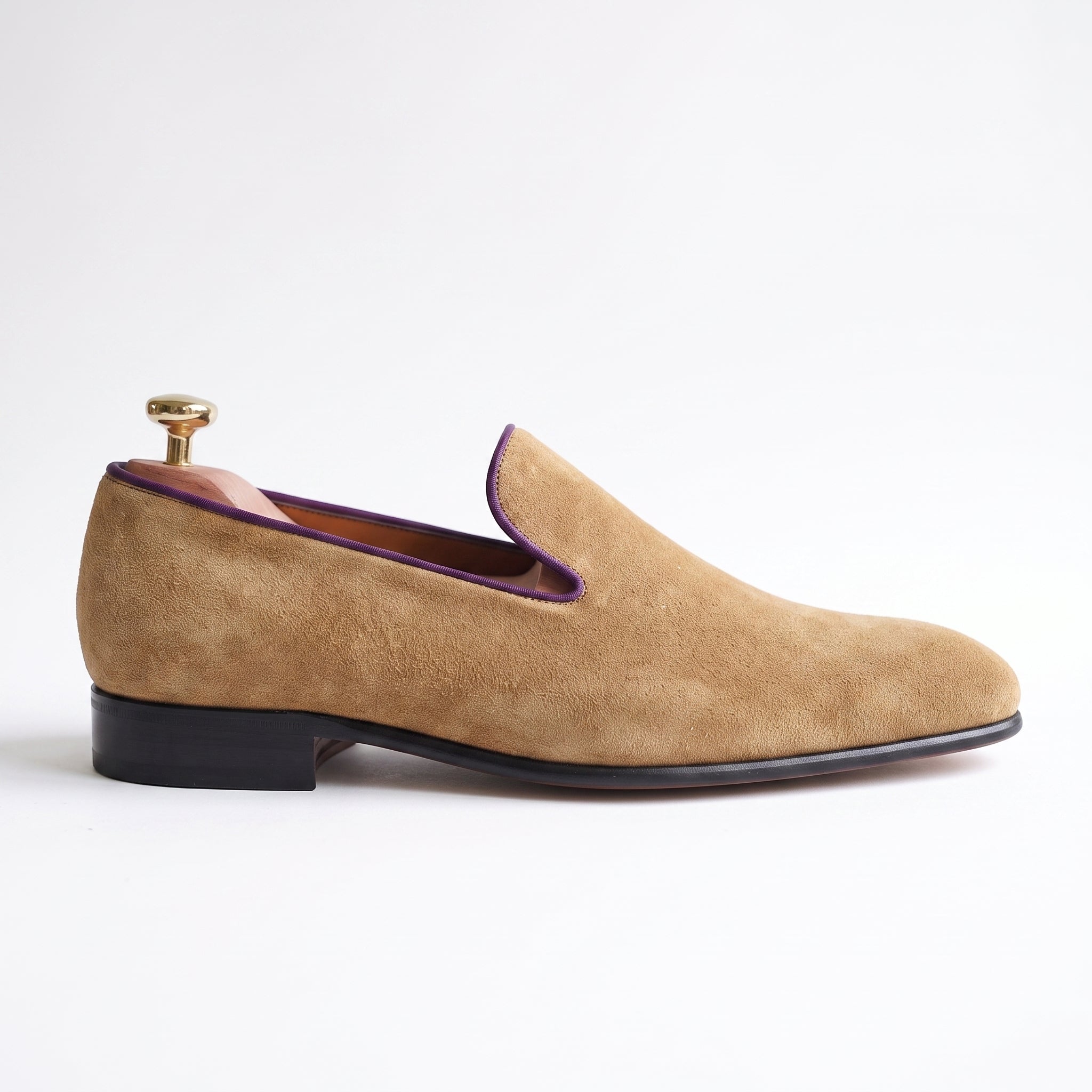Men's Dark Tan Suede Belgian Loafers — Gosnell