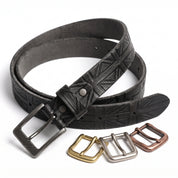 Men's Black Buckle-less Leather Belt — Tennyson