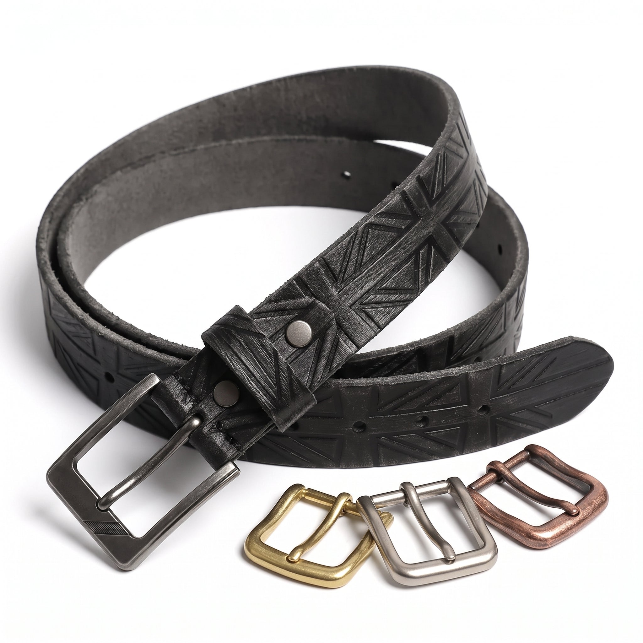 Men's Black Buckle-less Leather Belt — Tennyson