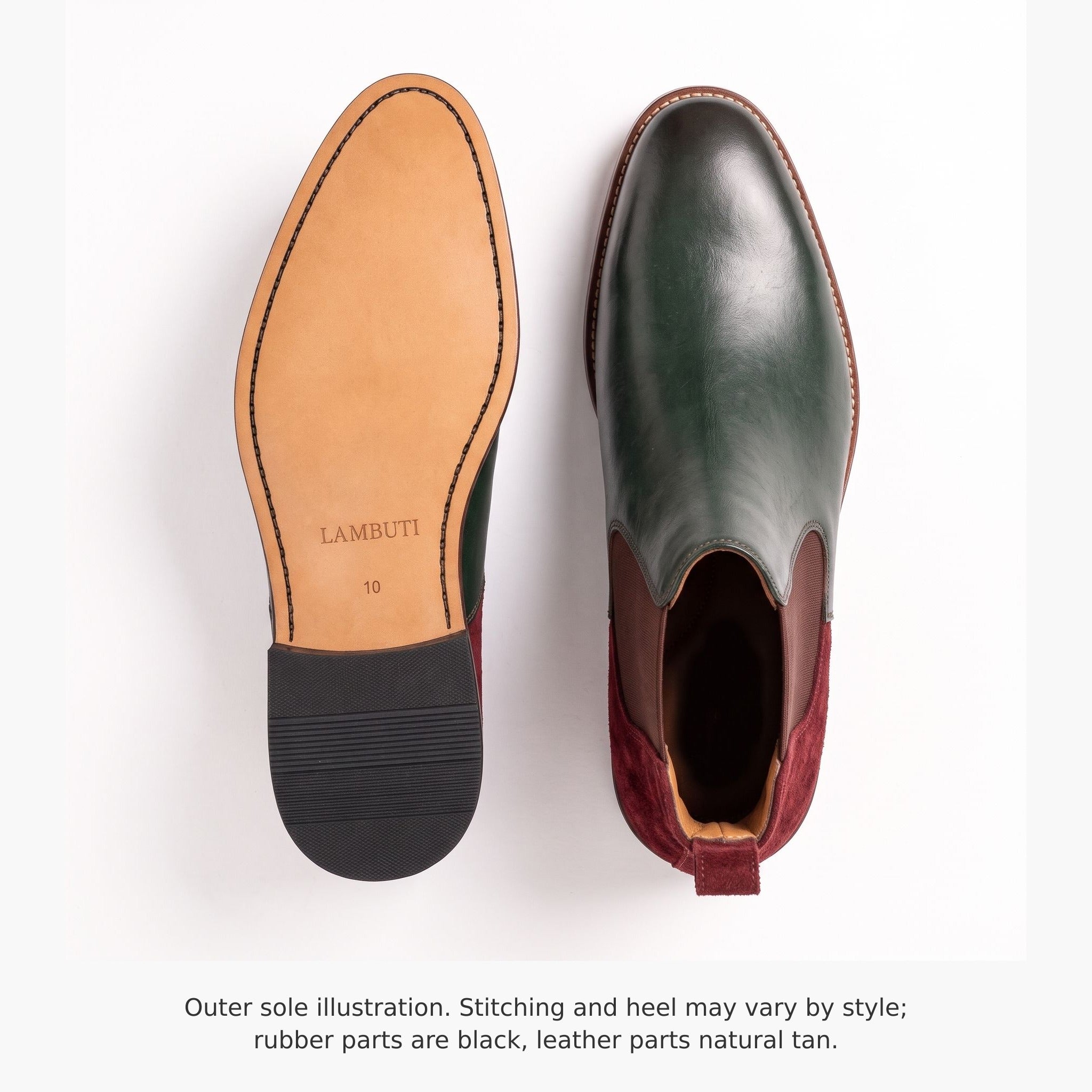 Men's Forest Green and Burgundy Leather Chelsea Boots — Minster