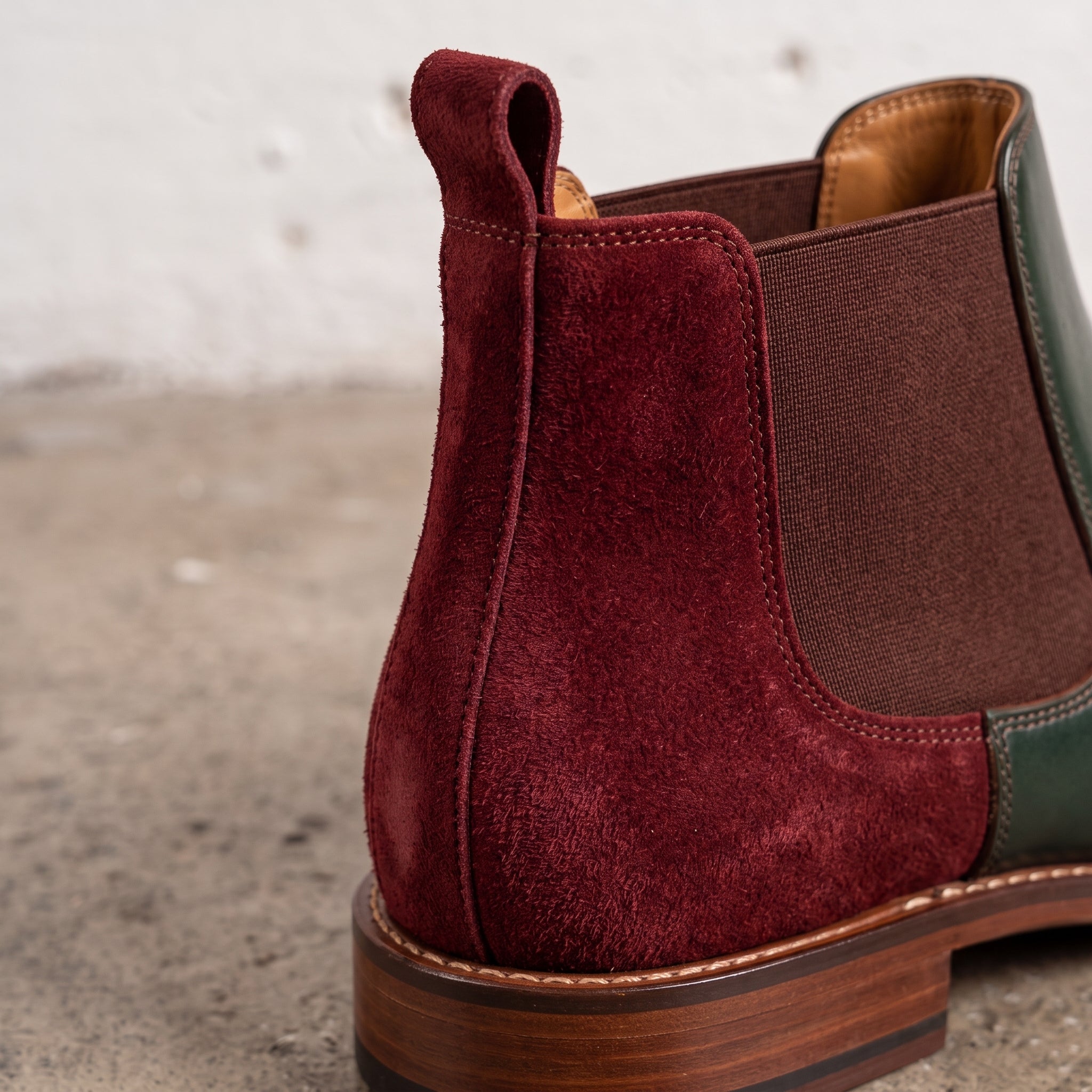 Men's Forest Green and Burgundy Leather Chelsea Boots — Minster