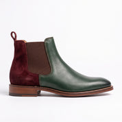 Men's Forest Green and Burgundy Leather Chelsea Boots — Minster