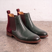 Men's Forest Green and Burgundy Leather Chelsea Boots — Minster