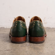Men's Green and Gold Wingtip Leather Brogues — Actorne