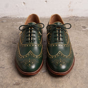 Men's Green and Gold Wingtip Leather Brogues — Actorne
