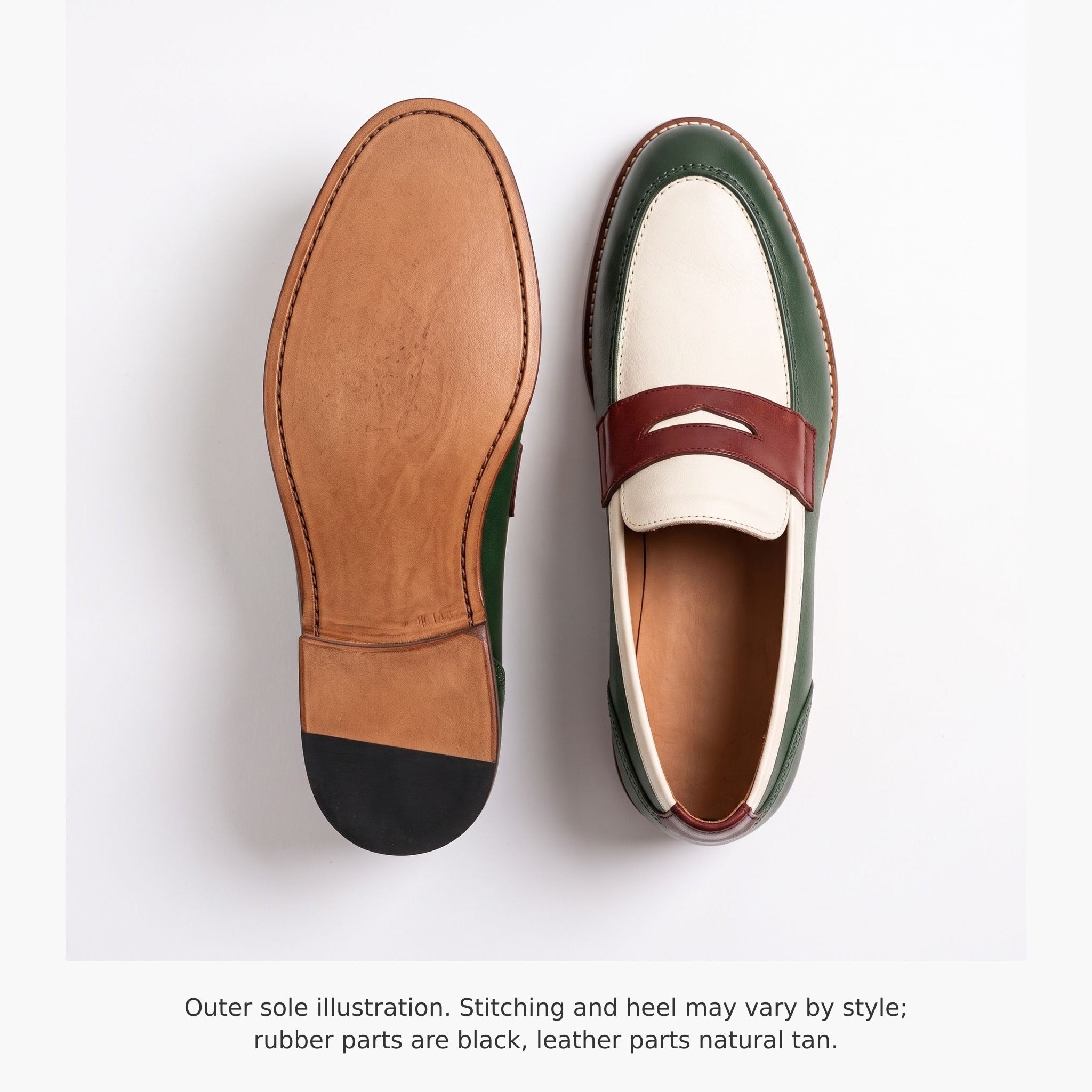 Tri-Color Leather Penny Loafers — Glendinning