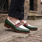 Tri-Color Leather Penny Loafers — Glendinning