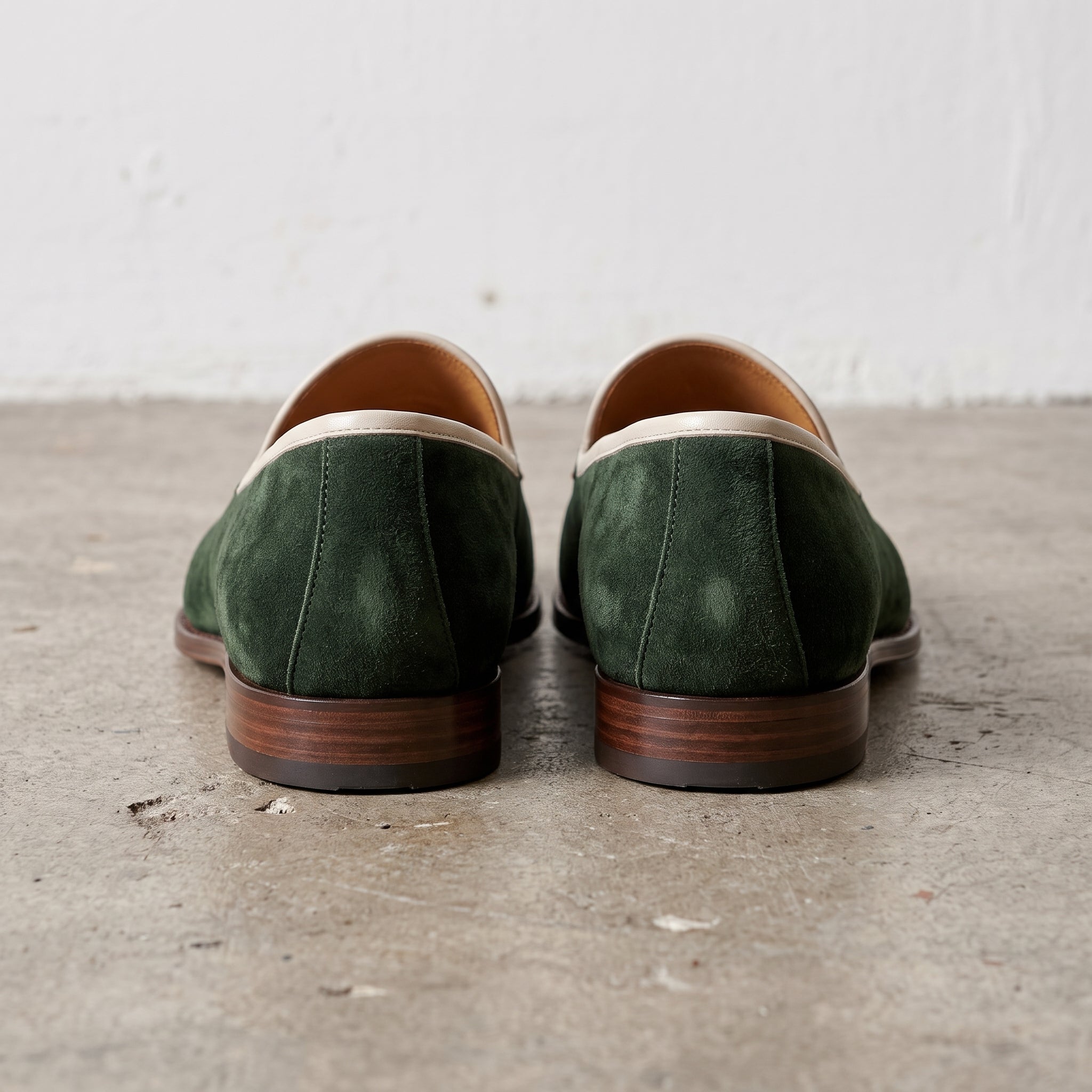 Men's Green Apron-Toe Suede Loafers — Acomb