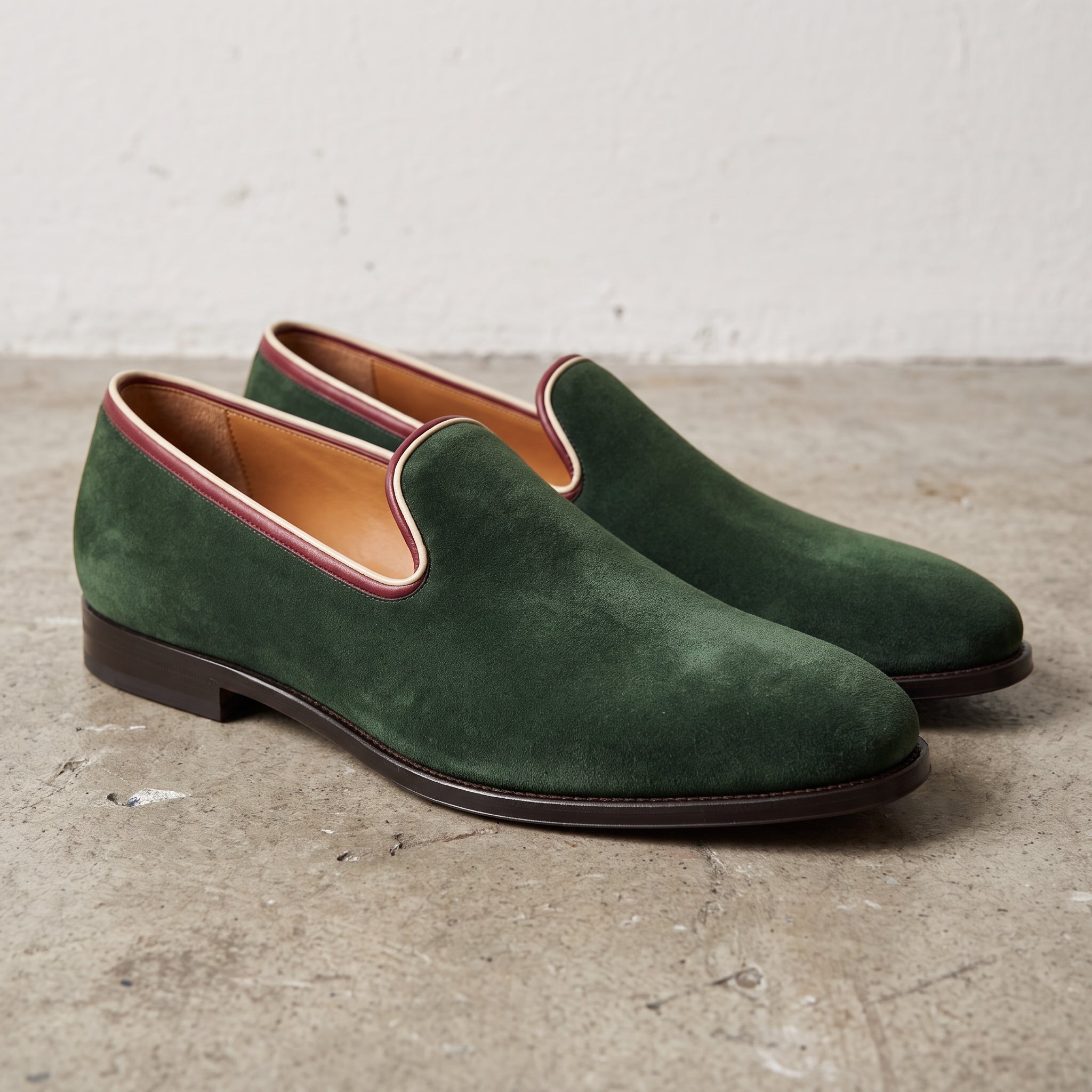 Men's Forest Green Suede Loafers — Abbeyton