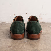 Men's Green Suede Wingtip Brogue Derby Shoes — Acliff