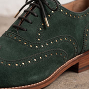 Men's Green Wingtip Suede Brogue Derbys — Marlowe