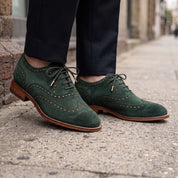 Men's Green Wingtip Suede Brogue Derbys — Marlowe