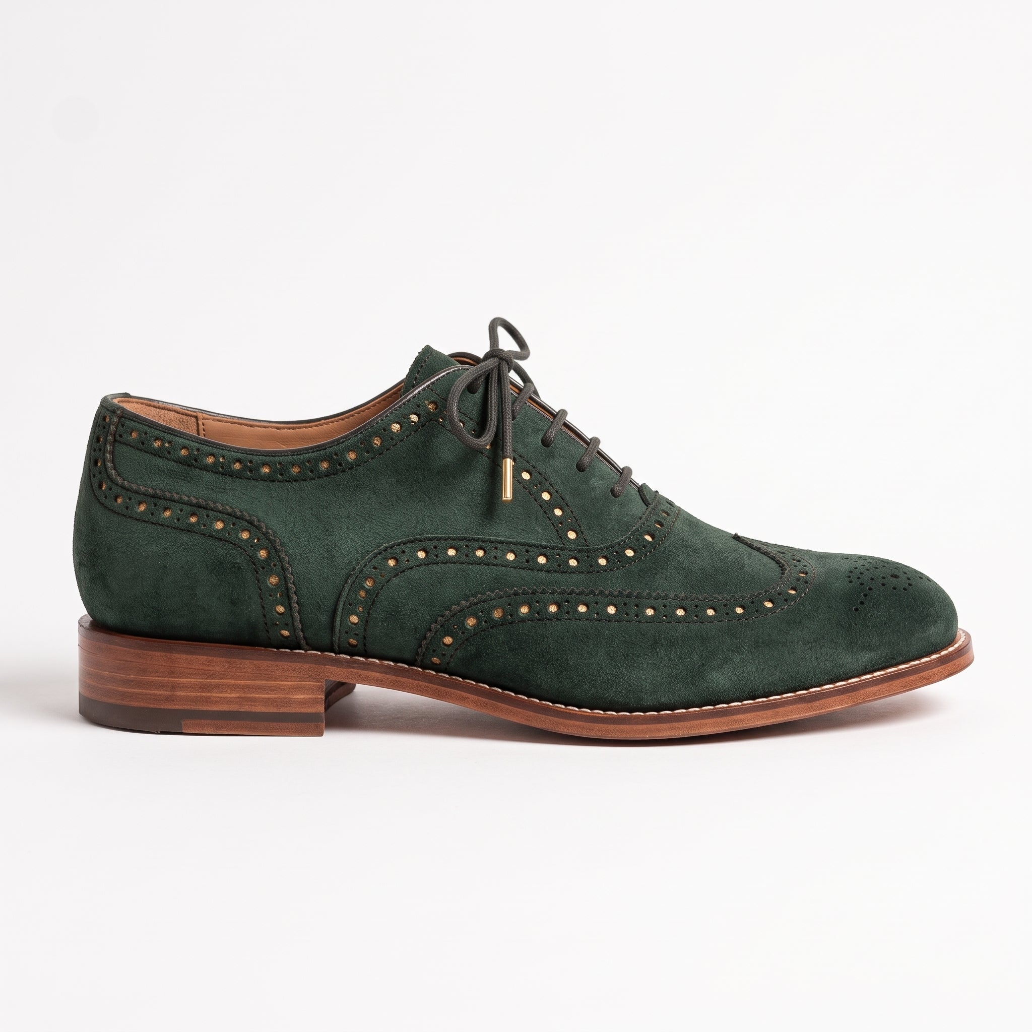 Men's Green Wingtip Suede Brogue Derbys — Marlowe
