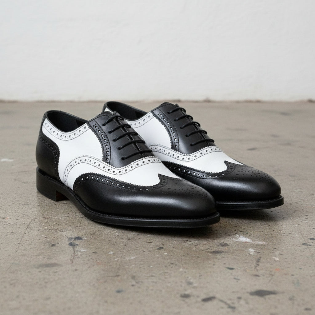 Mens Formal Shoes, Men Black Wing Tip Two Tone Spectator Shoes, Mens Shoes