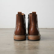 Men's Genuine Leather Ankle Boots, Premium Brown Boots for Versatile Wear - back-view