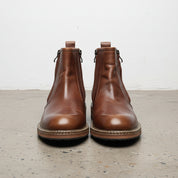 Men's Genuine Leather Ankle Boots, Premium Brown Boots for Versatile Wear - front-view